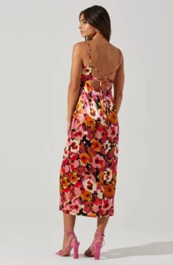 Chelsi Floral Satin Midi Dress -Astr The Label Shop ACDR101707 REDFLORAL 4