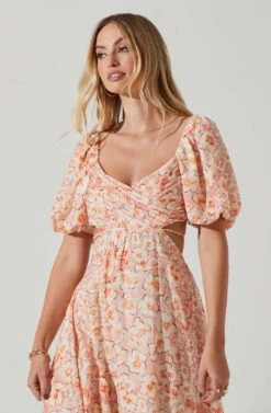 Talina Floral Cutout Midi Dress -Astr The Label Shop ACDR101717 ORANGEFLORAL 3
