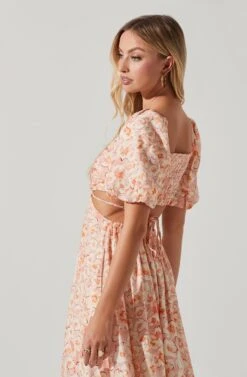 Talina Floral Cutout Midi Dress -Astr The Label Shop ACDR101717 ORANGEFLORAL 4