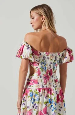Liliosa Floral Off Shoulder Midi Dress 8 Liliosa Floral Off Shoulder Midi Dress -Astr The Label Shop ACDR101726 PINKMULTI 2602
