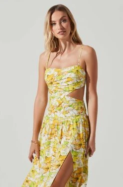 Kalina Floral Pleated Bust Midi Dress 11 Kalina Floral Pleated Bust Midi Dress -Astr The Label Shop ACDR101728 YELLOWFLORAL 4