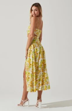 Kalina Floral Pleated Bust Midi Dress 13 Kalina Floral Pleated Bust Midi Dress -Astr The Label Shop ACDR101728 YELLOWFLORAL 6