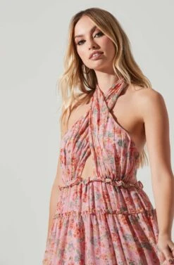 Jaidee Floral Tiered Maxi Dress 11 Jaidee Floral Tiered Maxi Dress -Astr The Label Shop ACDR101739 PINKFLORAL 4