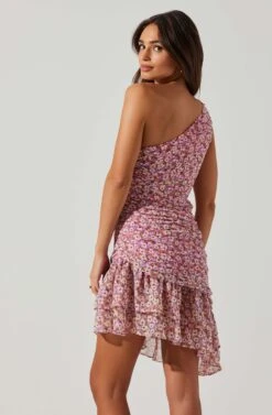 Darline One Shoulder Mini Dress 8 Darline One Shoulder Mini Dress -Astr The Label Shop ACDR101743 PINKFLORAL 3