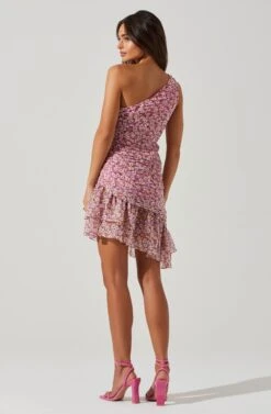 Darline One Shoulder Mini Dress 9 Darline One Shoulder Mini Dress -Astr The Label Shop ACDR101743 PINKFLORAL 4