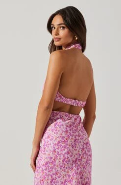 Ambretta Floral Halter Midi Dress -Astr The Label Shop ACDR101747 PURPLEFLORAL 3