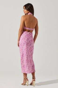 Ambretta Floral Halter Midi Dress -Astr The Label Shop ACDR101747 PURPLEFLORAL 4