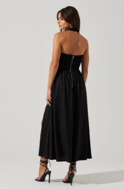 Zaria Pleated Halter Midi Dress -Astr The Label Shop ACDR101778 BLACK 5