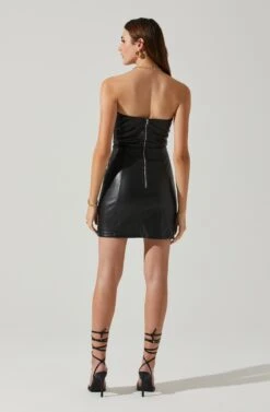 Carmen Strapless Faux Leather Mini Dress -Astr The Label Shop ACDR101787L BLACK 6