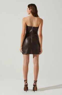 Carmen Strapless Faux Leather Mini Dress -Astr The Label Shop ACDR101787L DARKBROWN 6