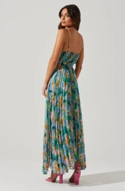 Loralee Pleated Floral Maxi Dress -Astr The Label Shop ACDR101790 GREENFLORAL 4