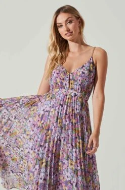 Loralee Pleated Floral Maxi Dress -Astr The Label Shop ACDR101790 PURPLEFLORAL 3