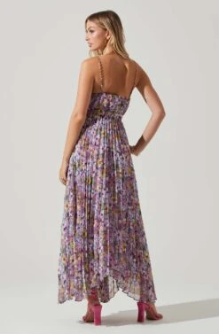 Loralee Pleated Floral Maxi Dress -Astr The Label Shop ACDR101790 PURPLEFLORAL 6