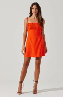 Claramae Ruched Mini Dress 16 Claramae Ruched Mini Dress -Astr The Label Shop ACDR101796S ORANGE 1