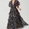 Lucy Flutter Sleeve Floral Cutout Maxi Dress 2 Lucy Flutter Sleeve Floral Cutout Maxi Dress -Astr The Label Shop ACDR101808 BLACKPINKFLORAL 1