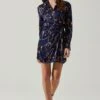 Brielle Satin Floral Mini Dress -Astr The Label Shop ACDR101857 NAVYTAUPE 1