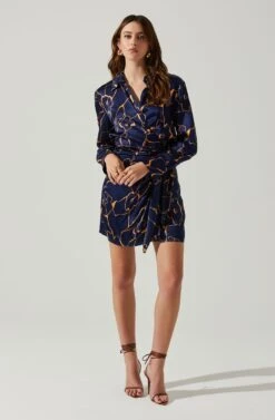 Brielle Satin Floral Mini Dress -Astr The Label Shop ACDR101857 NAVYTAUPE 2