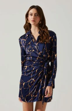 Brielle Satin Floral Mini Dress -Astr The Label Shop ACDR101857 NAVYTAUPE 3