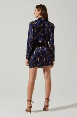 Brielle Satin Floral Mini Dress -Astr The Label Shop ACDR101857 NAVYTAUPE 6