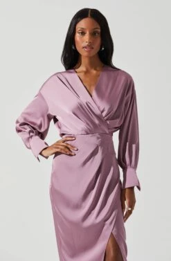 Sadyra Drop Shoulder Wrap Dress -Astr The Label Shop ACDR101865 MAUVE 3
