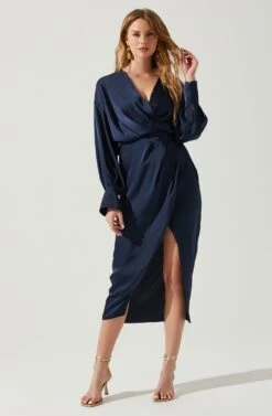 Sadyra Drop Shoulder Wrap Dress -Astr The Label Shop ACDR101865 MIDNIGHTBLUE 1