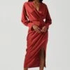 Sadyra Drop Shoulder Wrap Dress -Astr The Label Shop ACDR101865 RUST 1