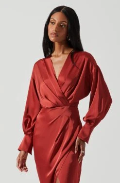 Sadyra Drop Shoulder Wrap Dress -Astr The Label Shop ACDR101865 RUST 4