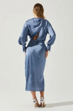 Sadyra Drop Shoulder Wrap Dress -Astr The Label Shop ACDR101865 SLATEBLUE 6