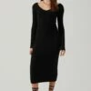 Regina Cutout Midi Sweater Dress -Astr The Label Shop ACDR101888 BLACK 2