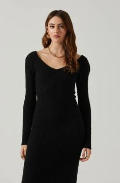 Regina Cutout Midi Sweater Dress -Astr The Label Shop ACDR101888 BLACK 3