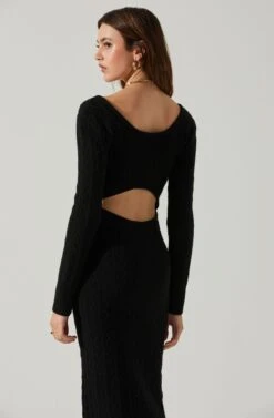Regina Cutout Midi Sweater Dress -Astr The Label Shop ACDR101888 BLACK 5