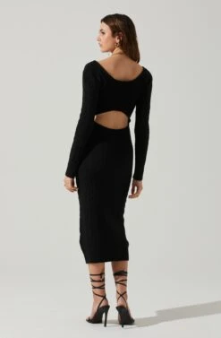 Regina Cutout Midi Sweater Dress -Astr The Label Shop ACDR101888 BLACK 6