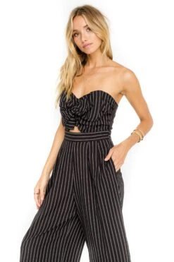 Mara Natural Linen Blend Jumpsuit -Astr The Label Shop ACP6366 BLACK WHITE STRIPE 04 731c5555 b973 419a 9c5e 71dc54535c07