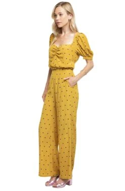 Burke Polka Dot Wide Leg Pants -Astr The Label Shop ACP7038 MUSTARD DOT 2