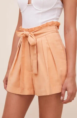 Pacific Pleated Tie Waist Shorts -Astr The Label Shop ACP7113L PEACHPAPAYA 4