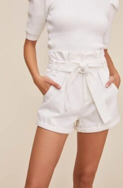 Catch 22 High Waist Shorts -Astr The Label Shop ACP7150 WHITE 3