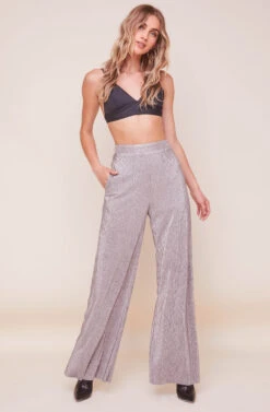 Aileen Wide Leg Plisse Pant -Astr The Label Shop ACP7192 PEWTER 6