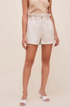 Petunia Faux Leather Shorts -Astr The Label Shop ACP7207 SAND 6