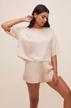 Rosabel Satin Tie Front Shorts 14 Rosabel Satin Tie Front Shorts -Astr The Label Shop ACP7208 CHAMPAGNE 2