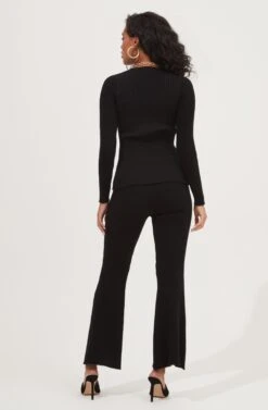 Maida Ribbed Knit Flare Pants 16 Maida Ribbed Knit Flare Pants -Astr The Label Shop ACP7223 BLACK 3