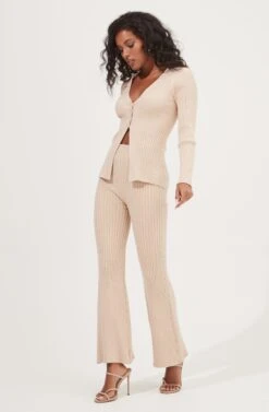 Maida Ribbed Knit Flare Pants 18 Maida Ribbed Knit Flare Pants -Astr The Label Shop ACP7223 LATTE 1