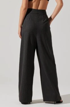 Boyfriend Pleated Criss-Cross Waist Pants -Astr The Label Shop ACP7225WST CHARCOALSTRIPE 5