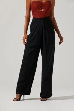 Boyfriend Criss Cross Pleated Wide Leg Pants 41 Boyfriend Criss Cross Pleated Wide Leg Pants -Astr The Label Shop ACP7225 BLACK 2