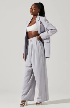 Boyfriend Criss Cross Pleated Wide Leg Pants 27 Boyfriend Criss Cross Pleated Wide Leg Pants -Astr The Label Shop ACP7225 HAZEBLUE 1