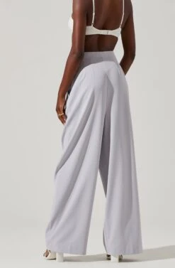 Boyfriend Criss Cross Pleated Wide Leg Pants 29 Boyfriend Criss Cross Pleated Wide Leg Pants -Astr The Label Shop ACP7225 HAZEBLUE 3