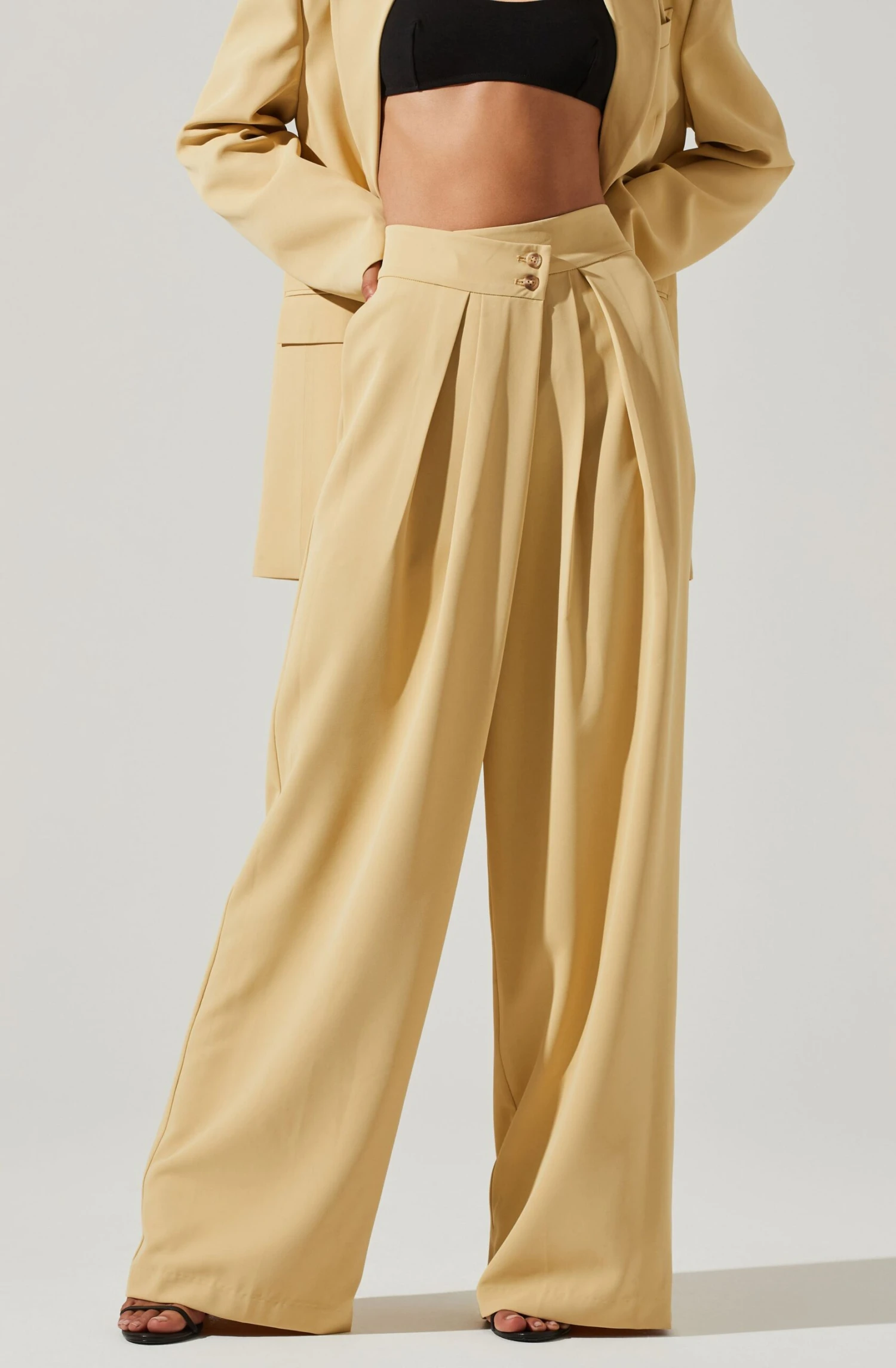 Boyfriend Criss Cross Pleated Wide Leg Pants 4 Boyfriend Criss Cross Pleated Wide Leg Pants - Image 2