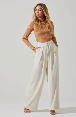 Boyfriend Criss Cross Pleated Wide Leg Pants 32 Boyfriend Criss Cross Pleated Wide Leg Pants -Astr The Label Shop ACP7225 OFFWHITE 1