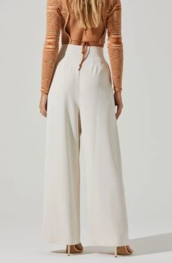 Boyfriend Criss Cross Pleated Wide Leg Pants 34 Boyfriend Criss Cross Pleated Wide Leg Pants -Astr The Label Shop ACP7225 OFFWHITE 3