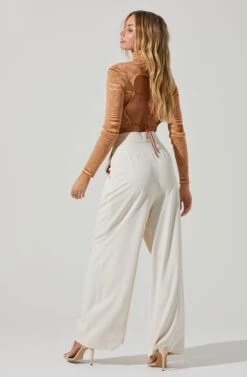 Boyfriend Criss Cross Pleated Wide Leg Pants 35 Boyfriend Criss Cross Pleated Wide Leg Pants -Astr The Label Shop ACP7225 OFFWHITE 4