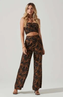 Sayla Wide Leg Abstract Print Pants 9 Sayla Wide Leg Abstract Print Pants -Astr The Label Shop ACP7246 BLACKRUSTPRINT 2